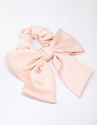 Blush Fabric Satin Bow Hair Scrunchie - link has visual effect only