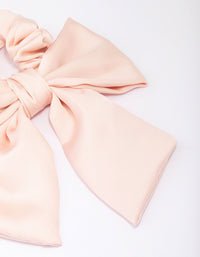Blush Fabric Satin Bow Hair Scrunchie - link has visual effect only