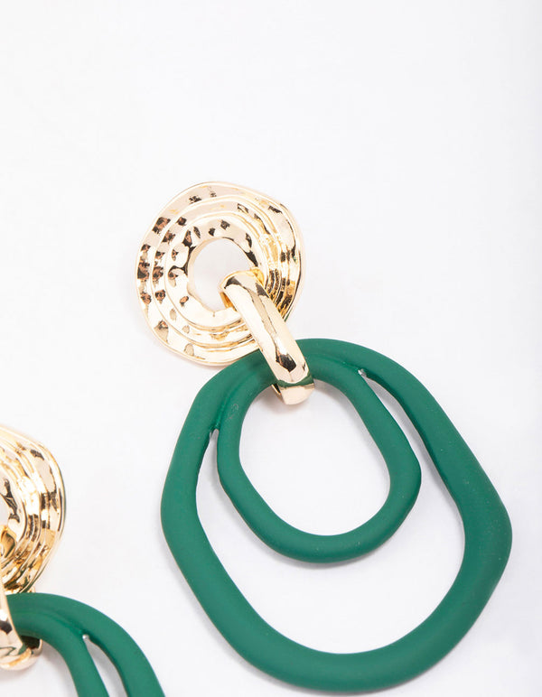 Gold Smooth Circle Drop Earrings