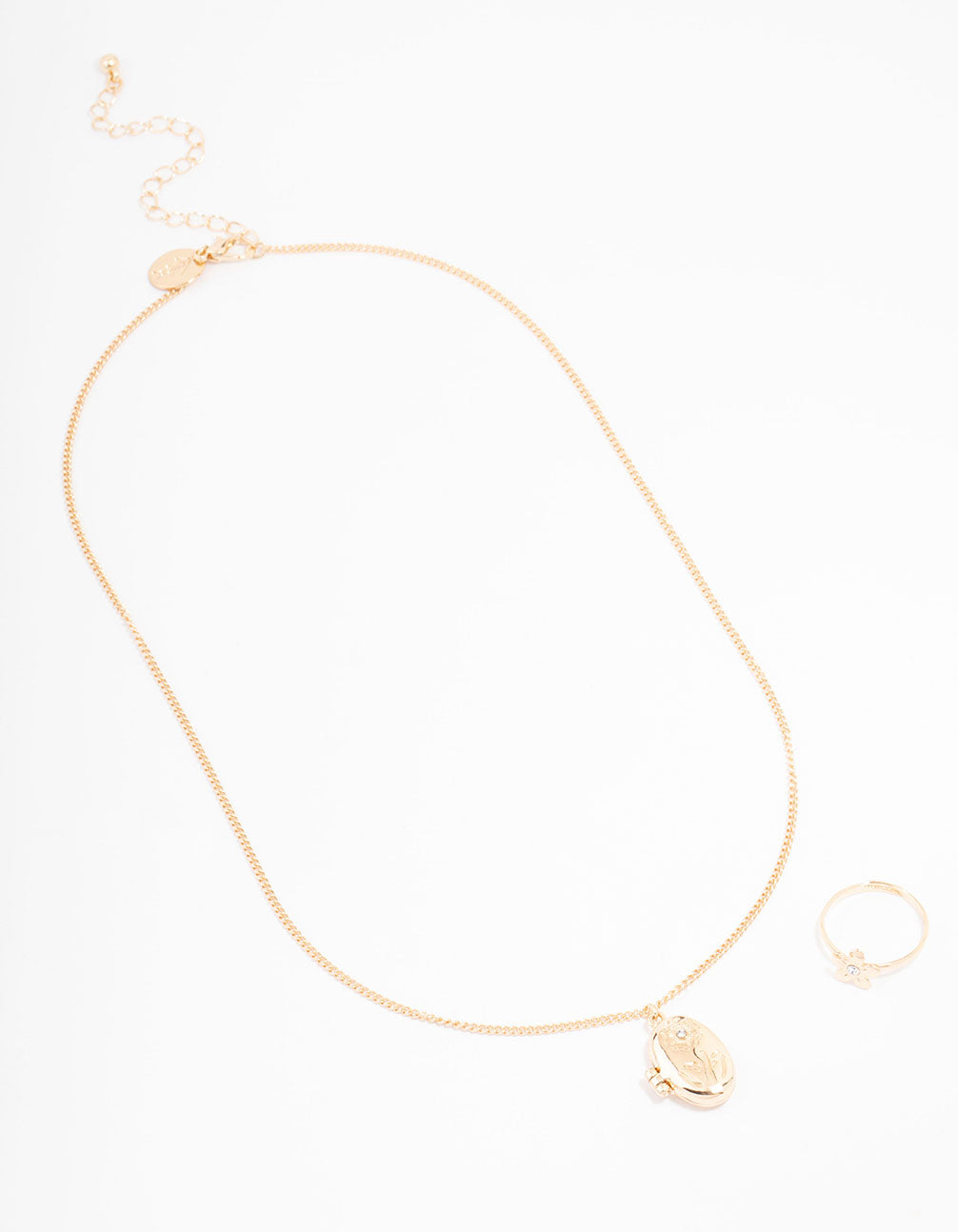 Gold Floral Locket Jewellery Set