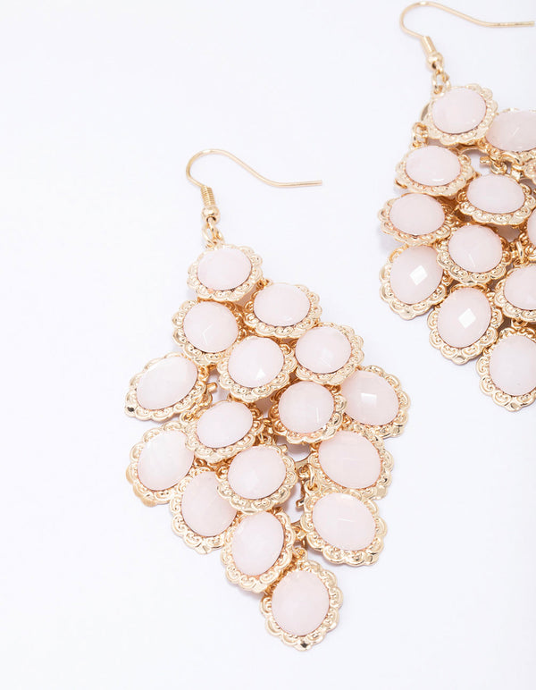 Gold Stone Scale Drop Earrings