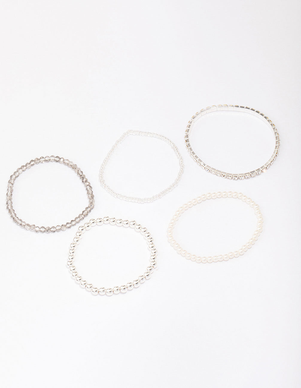 Silver Beaded & Pearl Bracelet 5-Pack