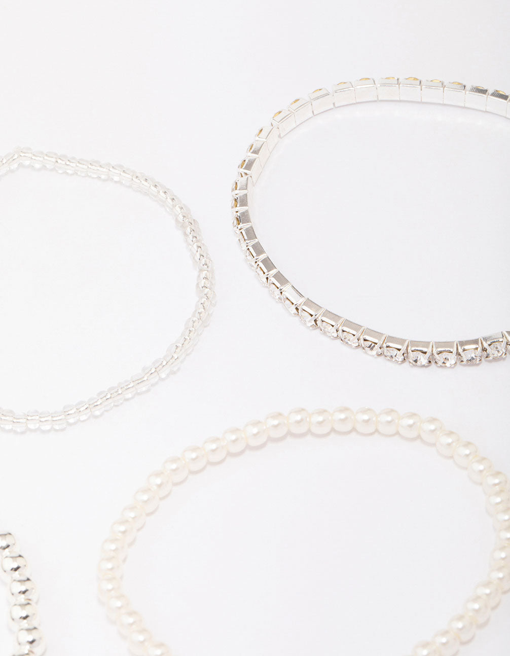 Silver Beaded & Pearl Bracelet 5-Pack
