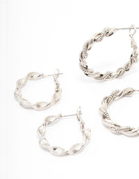 Silver Coil Heart Hoop Earring 3-Pack - link has visual effect only