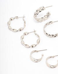 Silver Twisted Chain Hoop Earring 6-Pack - link has visual effect only