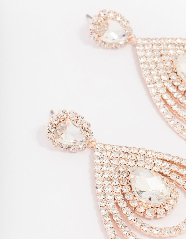 Rose Gold Layered Pear Drop Earrings