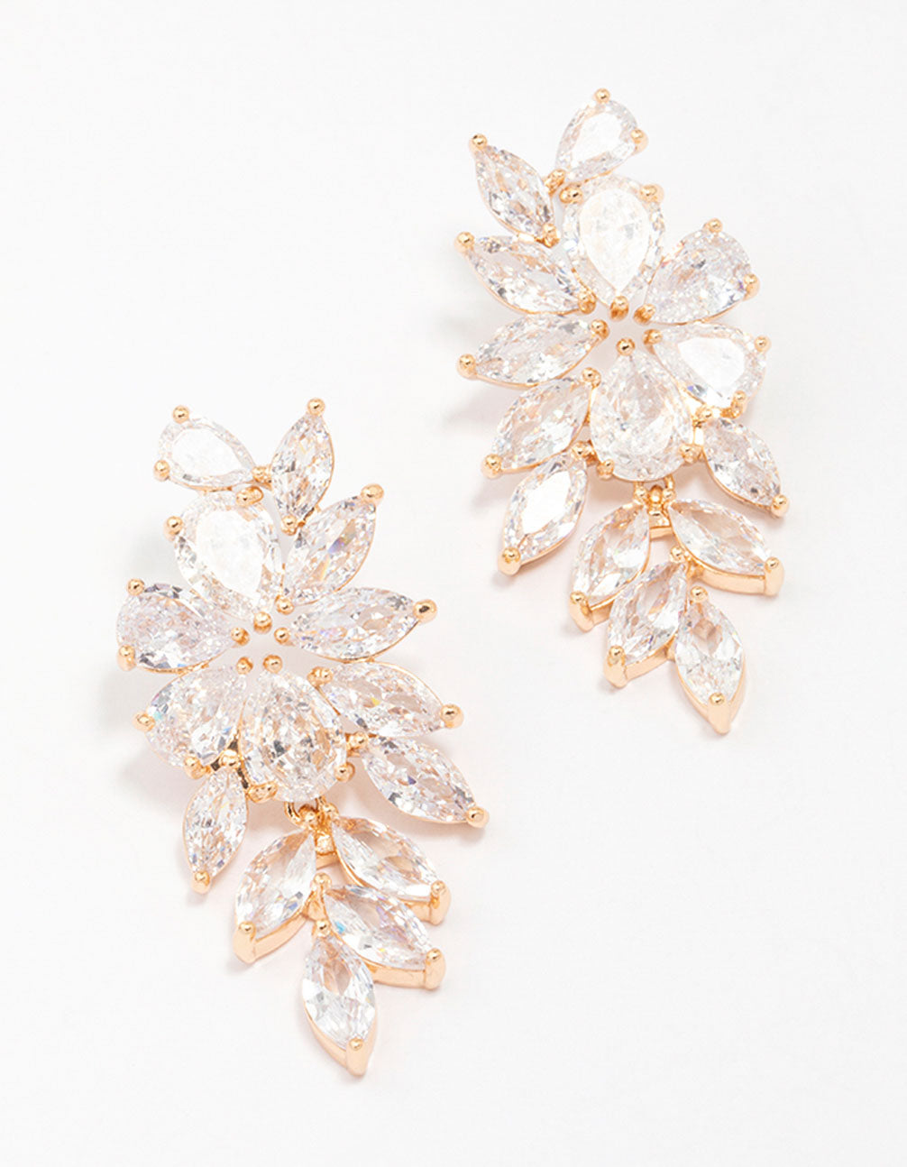 Gold Flower Cluster Drop Earrings