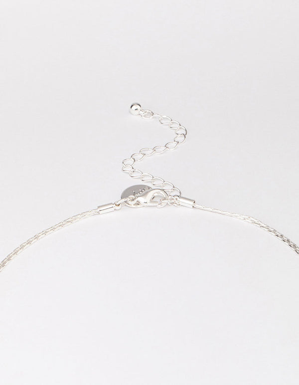 Silver Pearl Multi Row Layered Necklace