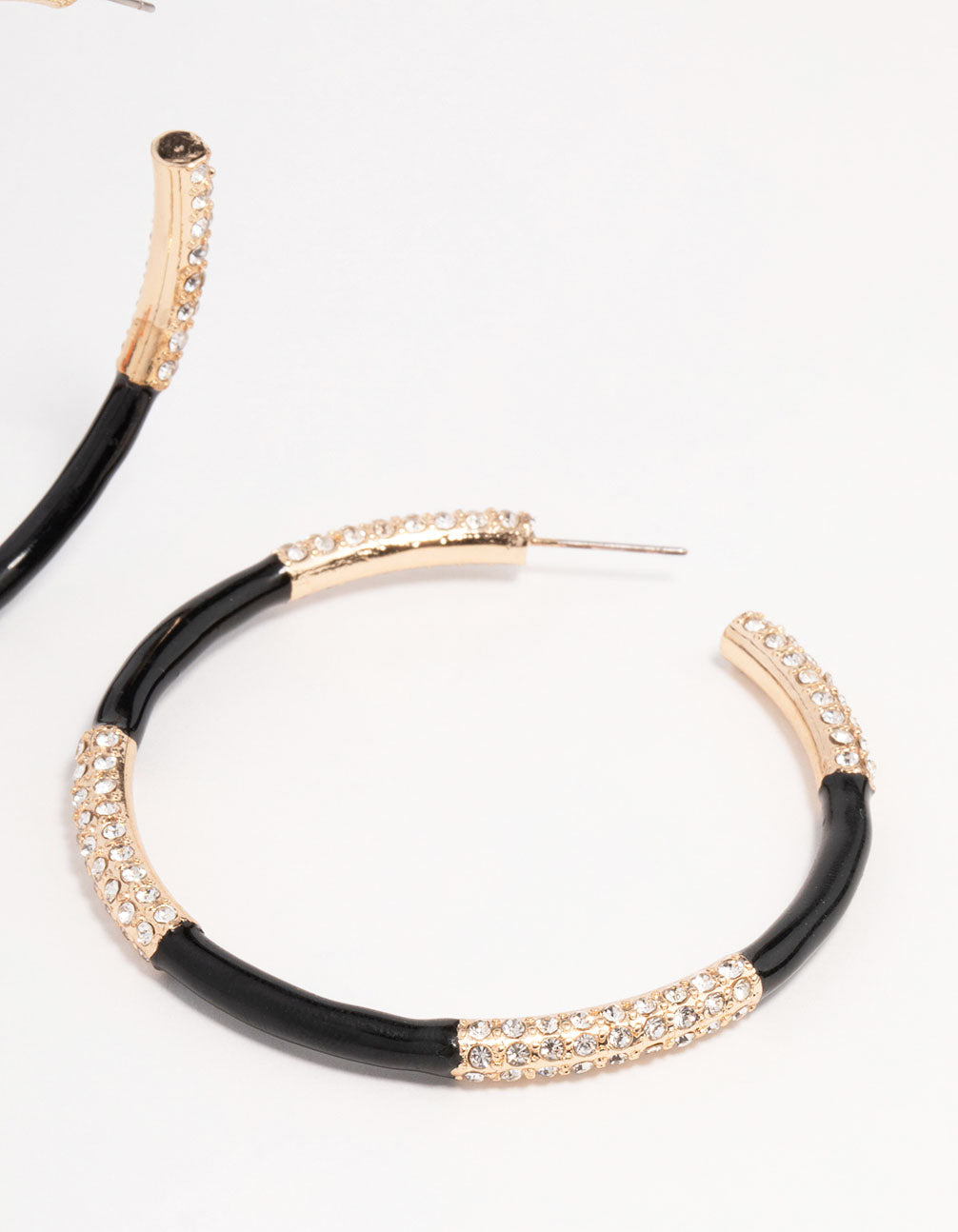 Gold & Black Large Hoop Earrings