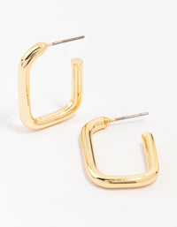 Gold Plated Brass Thin Rectangular Hoop Earrings - link has visual effect only