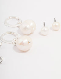 Silver Plated Brass  Freshwater Pearl Earring 4-Pack - link has visual effect only