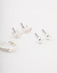 Silver Plated Brass  Cubic Zirconia Marquise Earring 3-Pack - link has visual effect only