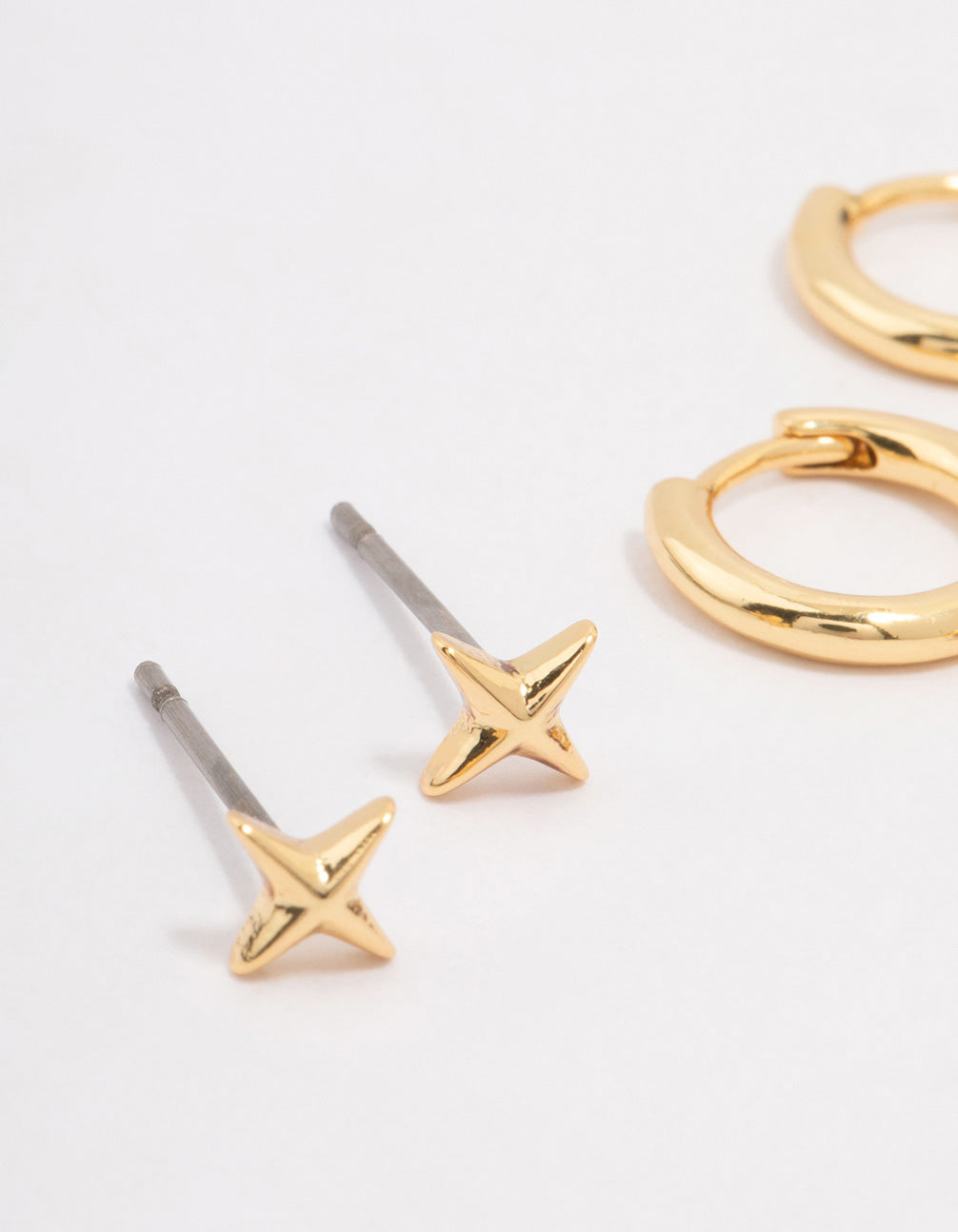 Gold Plated Brass Barbie Baguette Hoop Earring 3-Pack