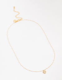 Gold Plated Brass Station Puffy Cubic Zirconia Heart Pendant Necklace - link has visual effect only