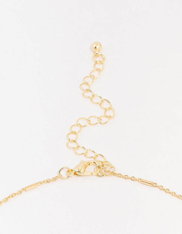 Gold Plated Brass Station Barell Necklace