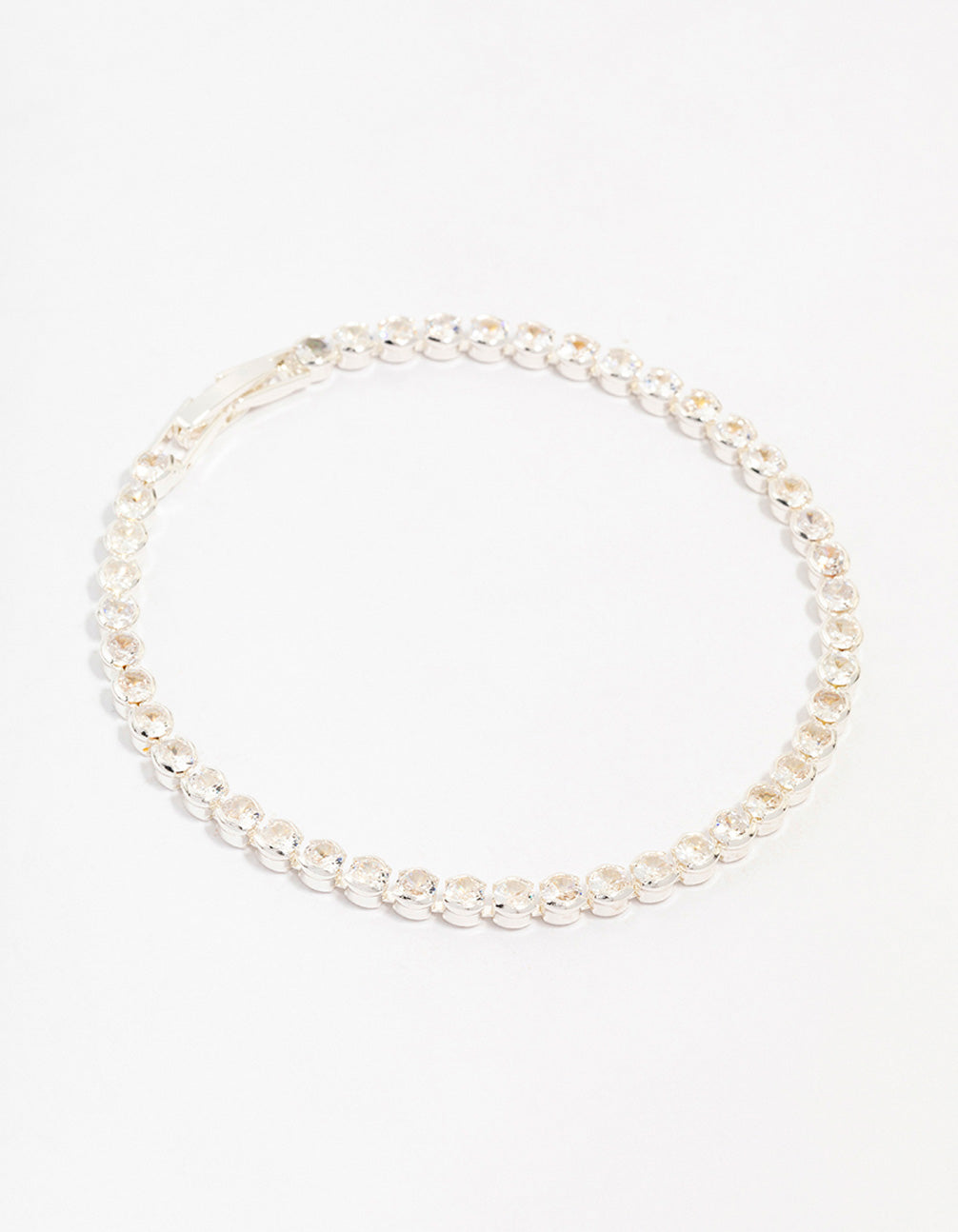 Silver Plated Brass  Single Classic Tennis Bracelet