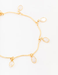Gold Plated Brass Vine Crystal Charm Bracelet - link has visual effect only