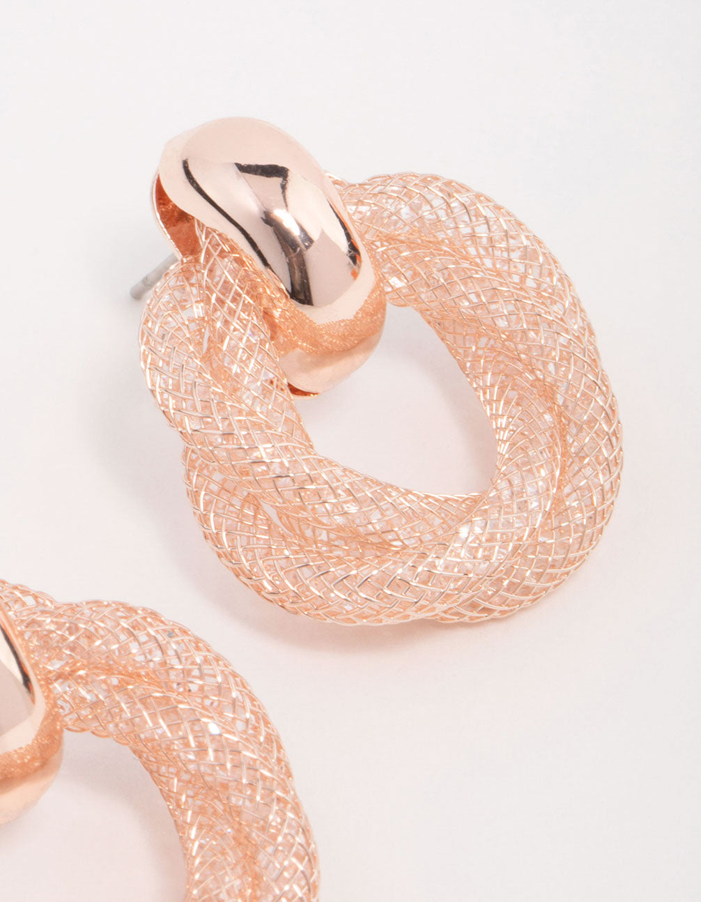 Rose Gold Chain Wrap Stud Earrings