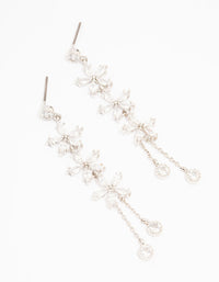 Silver Cubic Zirconia Flower Multi Drop Earrings - link has visual effect only