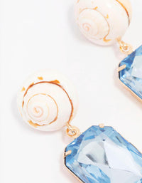 Gold Genuine Shell & Diamante Drop Earrings - link has visual effect only