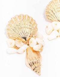 Gold Genuine Shell Stud Square Drop Earrings - link has visual effect only