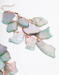 Blue Genuine Shell Layered Petal Drop Earrings - link has visual effect only