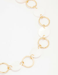 Gold Disc Link Choker Necklace - link has visual effect only