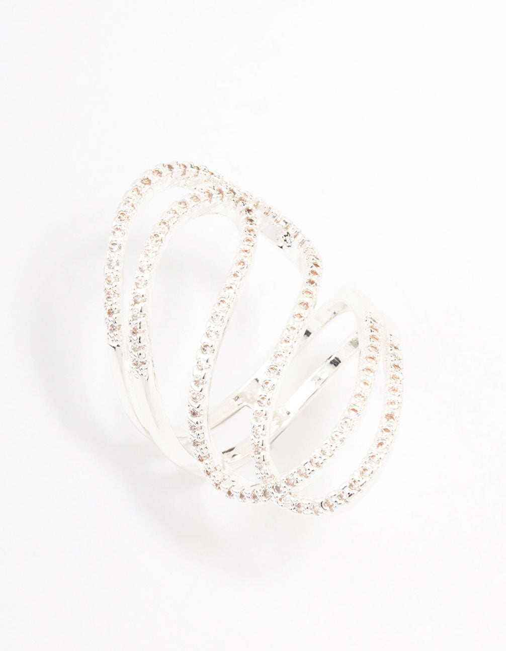 Silver Plated Lovely Ribbon Cubic Zirconia Ring