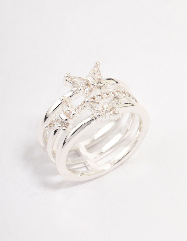 Silver Plated Butterfly Band Ring