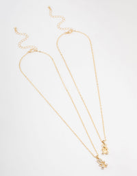 Gold Diamante Teddy Pendant Necklace Pack - link has visual effect only