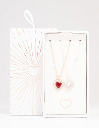 Gold & Silver Mixed Metal Heart Halo Necklace Pack - link has visual effect only