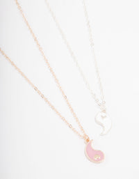 Two-Toned Heart Yin & Yang Necklace Pack - link has visual effect only