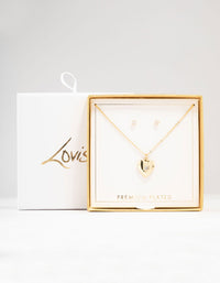 Gold Plated Cubic Zirconia Heart Jewellery Set - link has visual effect only