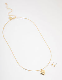 Gold Plated Cubic Zirconia Heart Jewellery Set - link has visual effect only