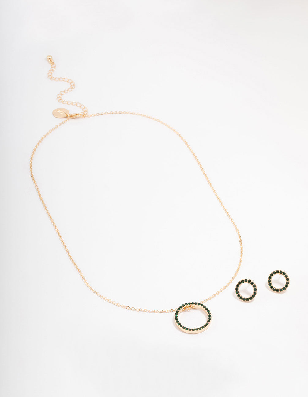 Gold Diamante Open Circle Jewellery Set