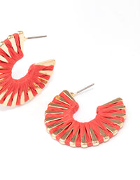 Orange Raffia Wrap Hoop Earrings - link has visual effect only