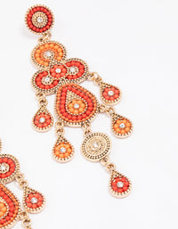 Orange Beaded Statement Earrings - link has visual effect only