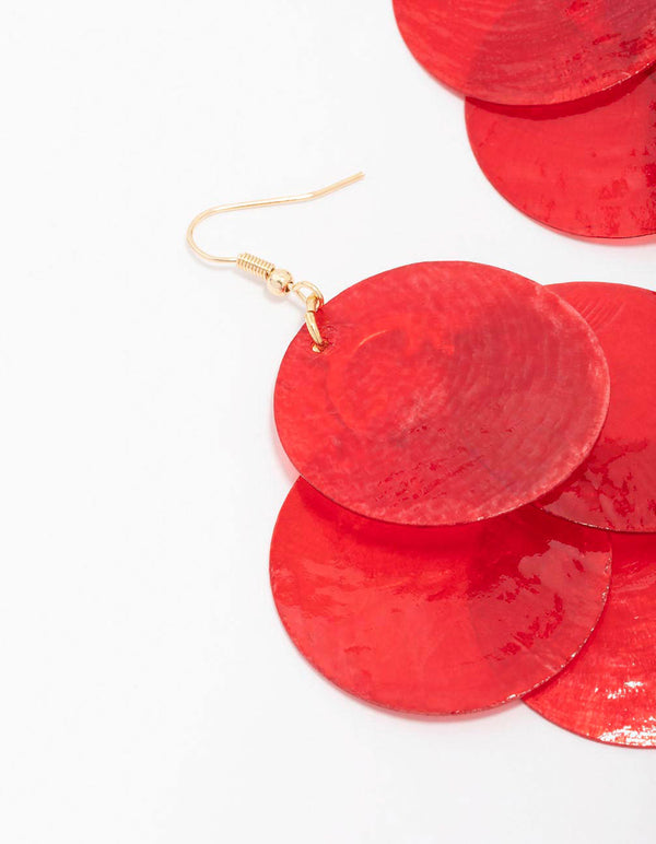 Red Genuine Shell Drop Earrings