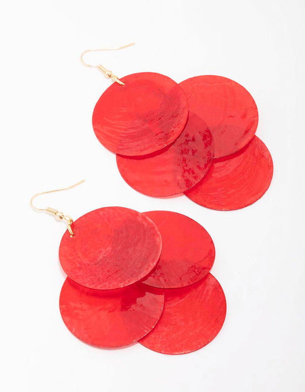 Red Genuine Shell Drop Earrings