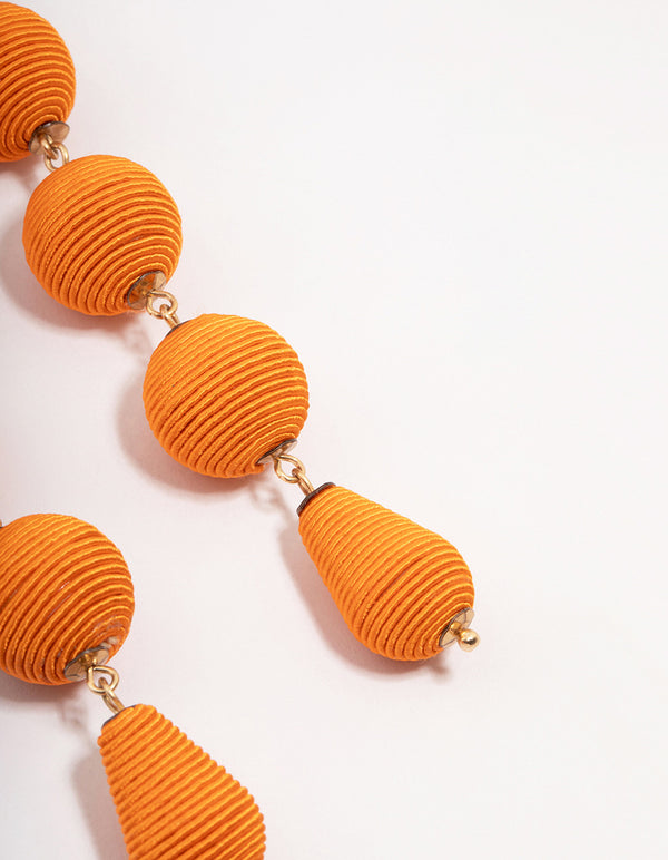 Orange Raffia Graduating Ball Drop Earrings