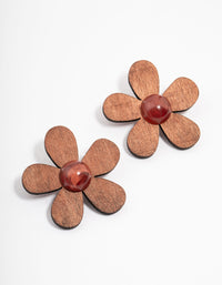 Wooden Flower Stud Earrings - link has visual effect only