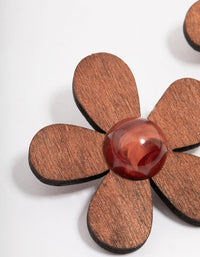 Wooden Flower Stud Earrings - link has visual effect only