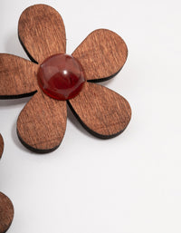 Wooden Flower Stud Earrings - link has visual effect only