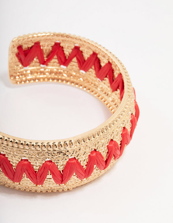 Natural Raffia Textured Wrist Cuff