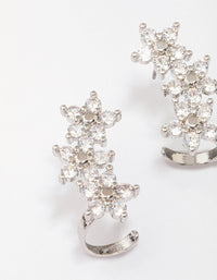 Silver Cubic Zirconia Triple Flower Drop Earrings - link has visual effect only