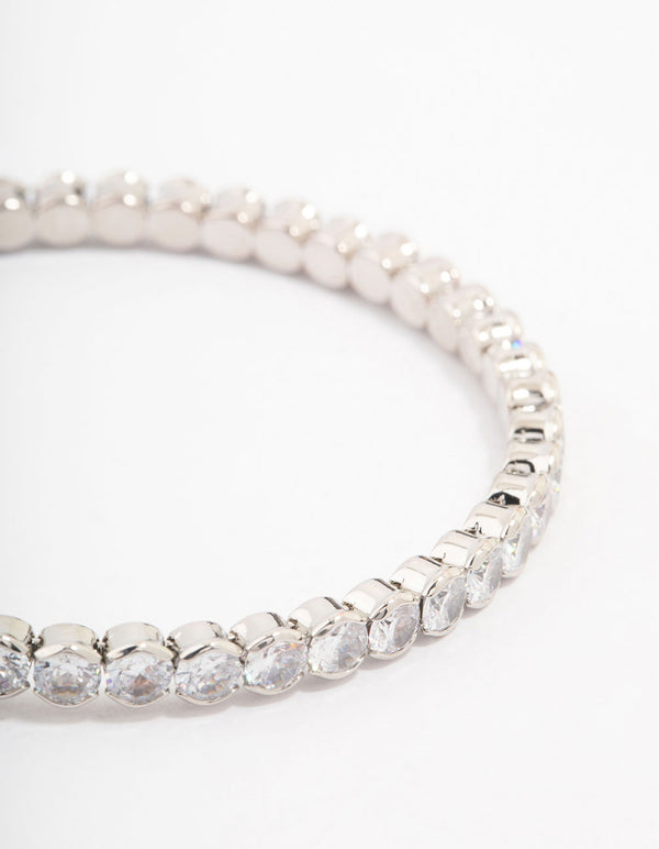 Silver Cubic Zirconia Round Stone Bracelet