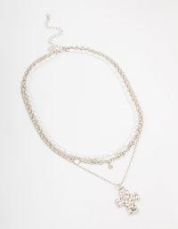 Silver Layered Pearl Cross Necklace - link has visual effect only
