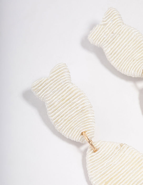 Raffia Texture Double Fish Drop Earrings