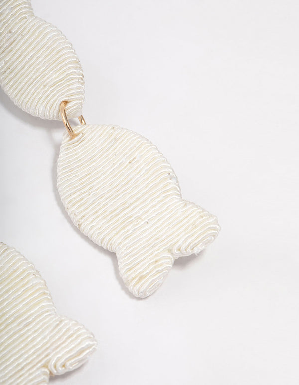 Raffia Texture Double Fish Drop Earrings