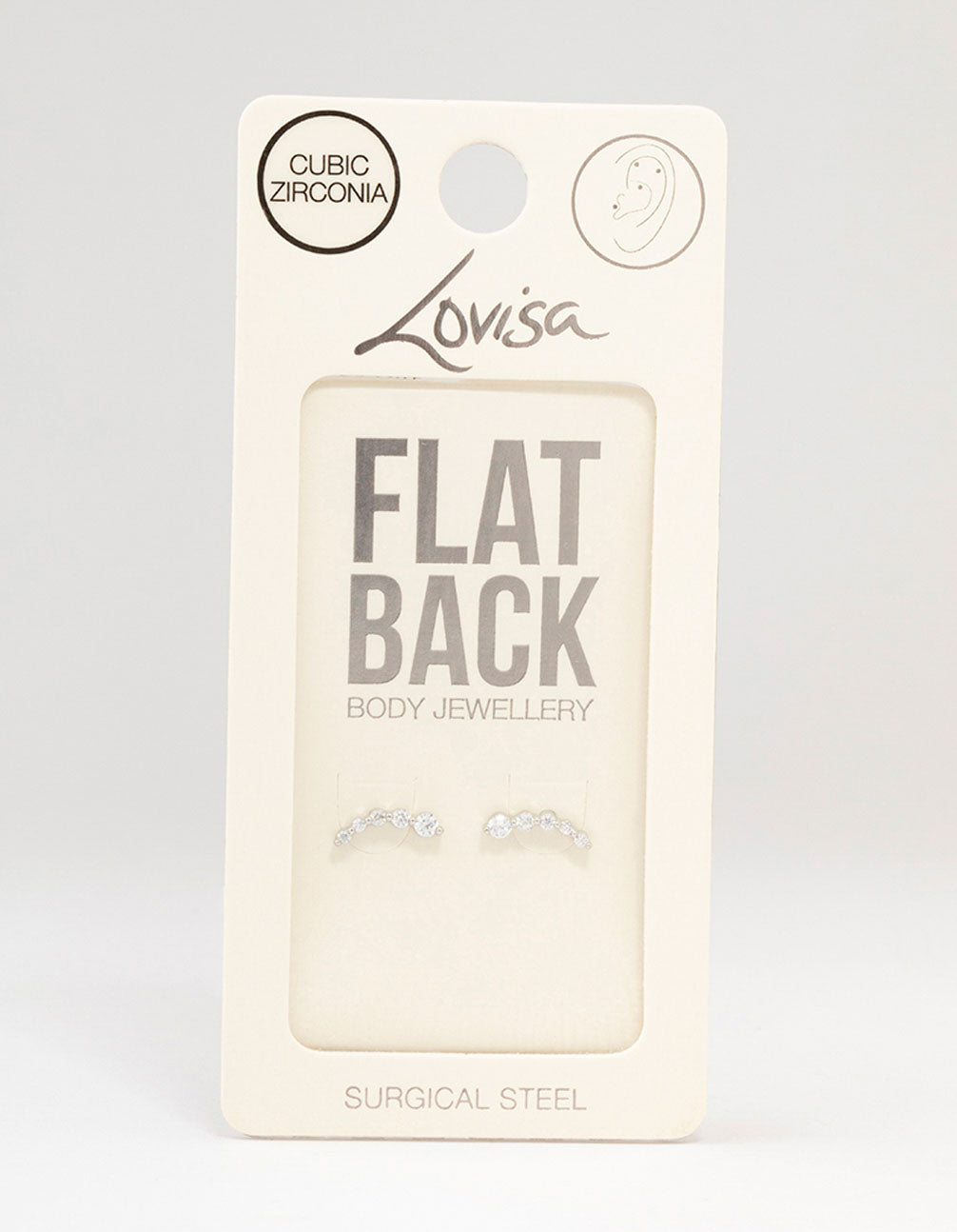 Surgical Steel Cubic Zirconia Large Crawler Flat Back 2-Pack